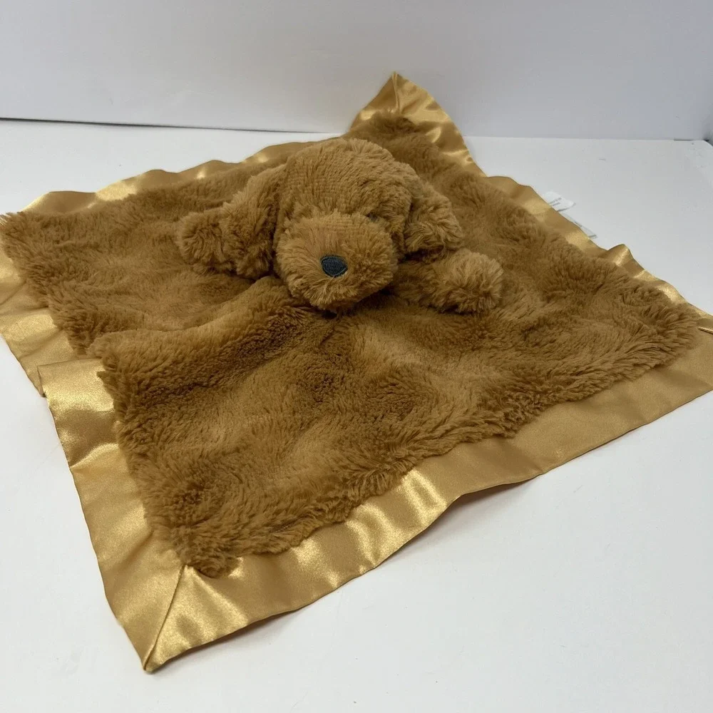 Cloud Island Security Blanket 14in Brown Puppy Satin Trim Swirl Plush Dog